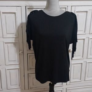 Michael Kors fringe black top size large